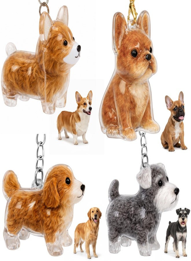KH866 4PCS Dog Fur & Hair Keychain Keepsake Key Charm Memorial Collector Storage Box, Transparent Holder Cute Portable Ornament, Pet Shape Ashes Collection Bottle, Fur DIY Keyring Memory Capsule Container - Image 1